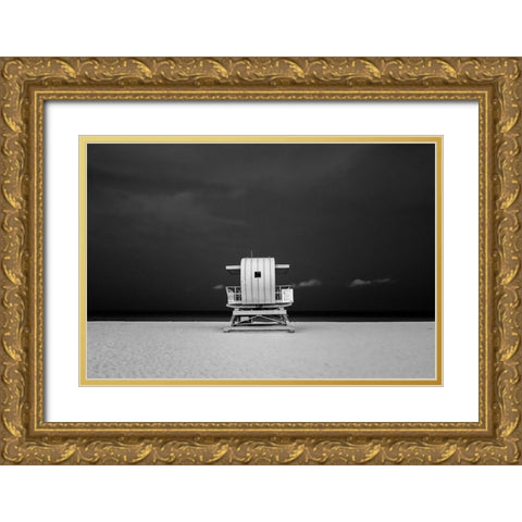 A different Miami Beach at Night Gold Ornate Wood Framed Art Print with Double Matting by Peralta, Adrian