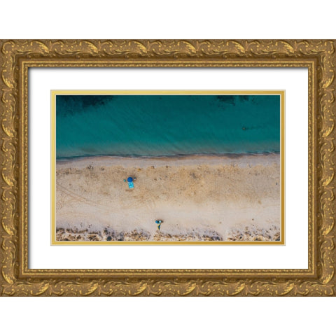 a day at the beach Gold Ornate Wood Framed Art Print with Double Matting by Chiriaco, Carmine