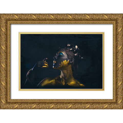 Medusa Gold Ornate Wood Framed Art Print with Double Matting by Paul, Dipankar