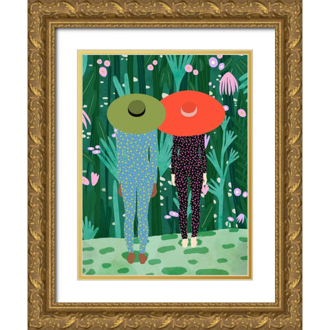 Jungle Pijamas Gold Ornate Wood Framed Art Print with Double Matting by de Jai, Jota