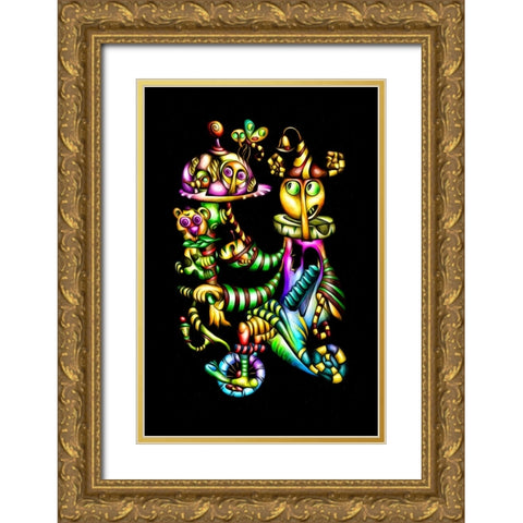 Dish of the day - crazy waiter Gold Ornate Wood Framed Art Print with Double Matting by Kulik, Rafal