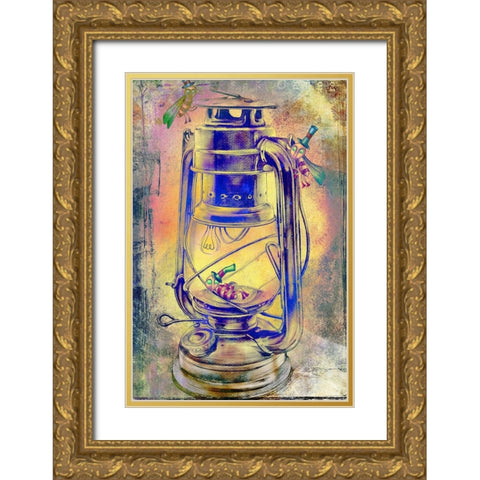The lamp and her dream Gold Ornate Wood Framed Art Print with Double Matting by Kulik, Rafal
