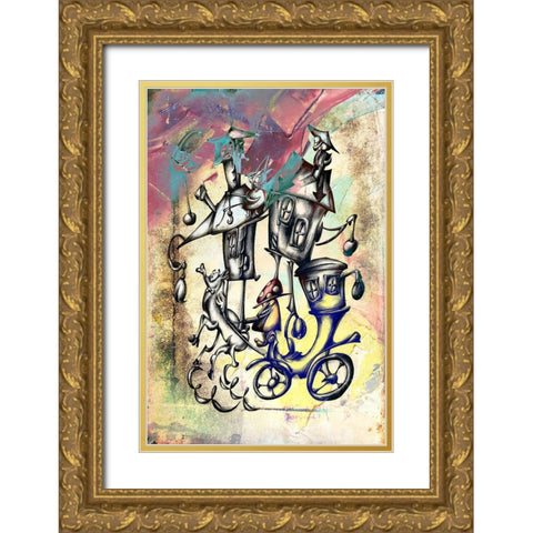 a mushroom cabbie art Gold Ornate Wood Framed Art Print with Double Matting by Kulik, Rafal