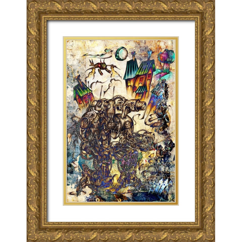 Catalypsia Cyborg dream Gold Ornate Wood Framed Art Print with Double Matting by Kulik, Rafal