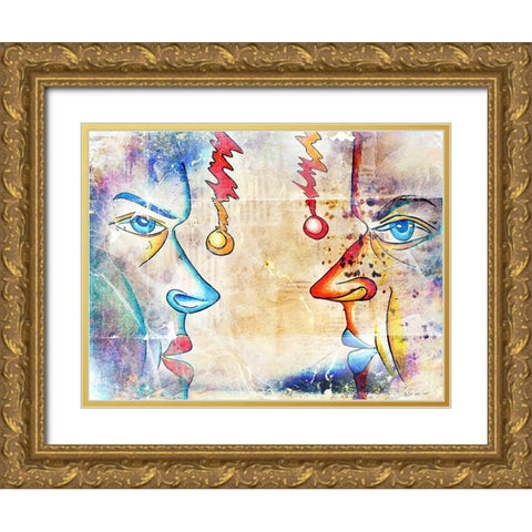 Faces of the duality of soul Gold Ornate Wood Framed Art Print with Double Matting by Kulik, Rafal