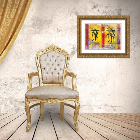 Chineese signs Gold Ornate Wood Framed Art Print with Double Matting by Kulik, Rafal