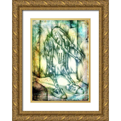 Tup tac machinery art Gold Ornate Wood Framed Art Print with Double Matting by Kulik, Rafal