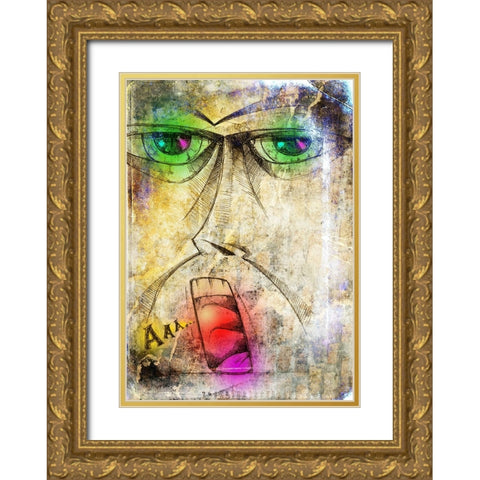 The scream art Gold Ornate Wood Framed Art Print with Double Matting by Kulik, Rafal