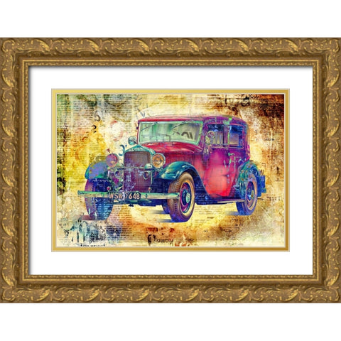 Vintage car 4 Gold Ornate Wood Framed Art Print with Double Matting by Kulik, Rafal