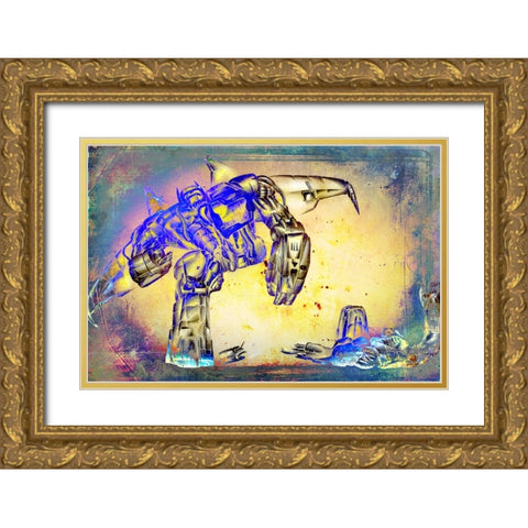 Robots at fighting Gold Ornate Wood Framed Art Print with Double Matting by Kulik, Rafal
