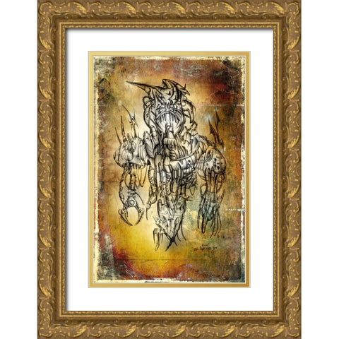 Alien cyber suit Gold Ornate Wood Framed Art Print with Double Matting by Kulik, Rafal