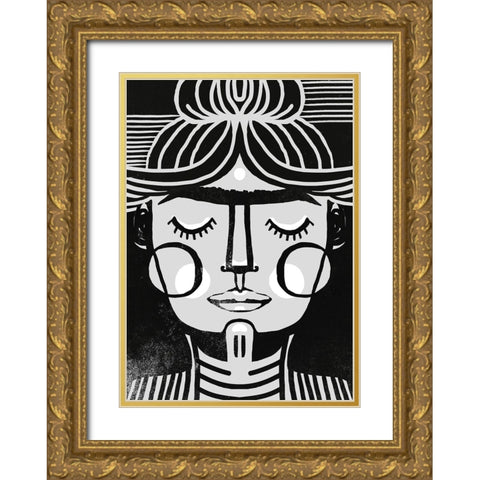 Dreaming Frida Gold Ornate Wood Framed Art Print with Double Matting by Treechild