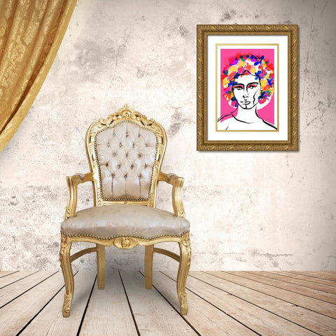 Flower Hair Gold Ornate Wood Framed Art Print with Double Matting by Treechild