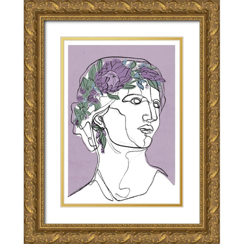 Flora Gold Ornate Wood Framed Art Print with Double Matting by Treechild