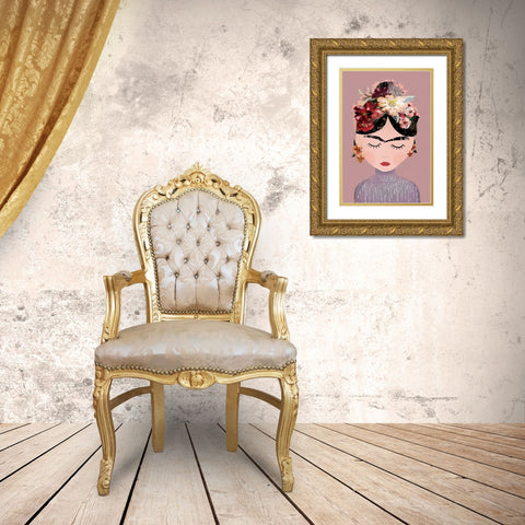 Frida (Pastel Version) Gold Ornate Wood Framed Art Print with Double Matting by Treechild