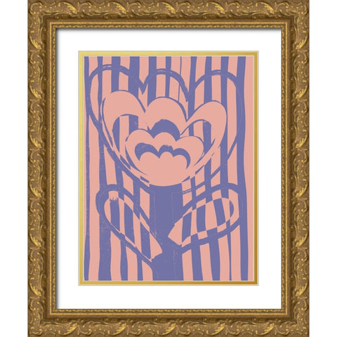 Giant Flower Gold Ornate Wood Framed Art Print with Double Matting by Treechild