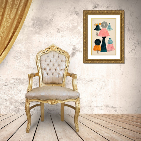 Giant Mushroom Gold Ornate Wood Framed Art Print with Double Matting by Treechild