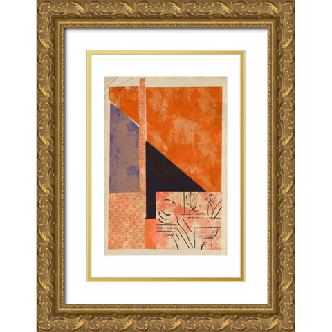 Geometric  Shapes Gold Ornate Wood Framed Art Print with Double Matting by Treechild