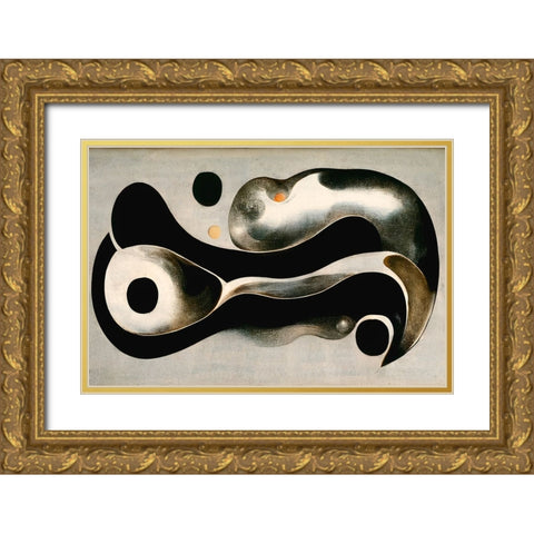 Melted Metal Gold Ornate Wood Framed Art Print with Double Matting by Treechild