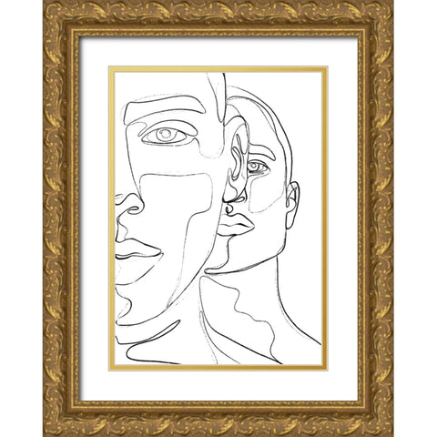 Men Gold Ornate Wood Framed Art Print with Double Matting by Treechild