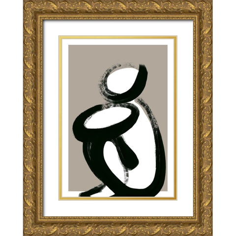 Sit And Wait Gold Ornate Wood Framed Art Print with Double Matting by Treechild