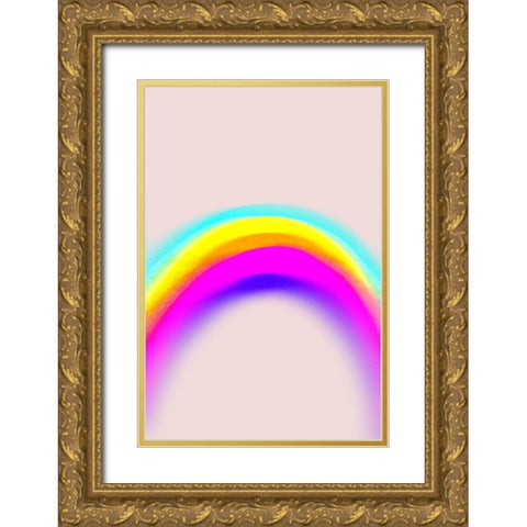 Space (Rainbow) No 5 Gold Ornate Wood Framed Art Print with Double Matting by Treechild