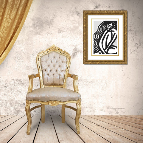 The Silence (Black) Gold Ornate Wood Framed Art Print with Double Matting by Treechild