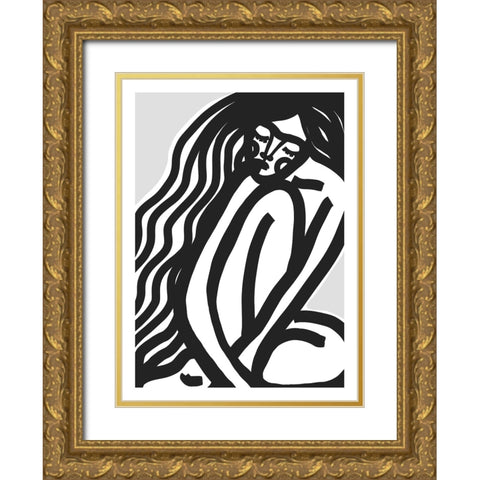 The Silence (Black) Gold Ornate Wood Framed Art Print with Double Matting by Treechild