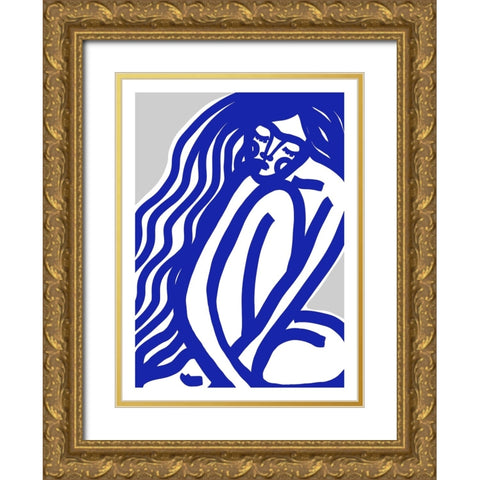 The Silence (Blue) Gold Ornate Wood Framed Art Print with Double Matting by Treechild