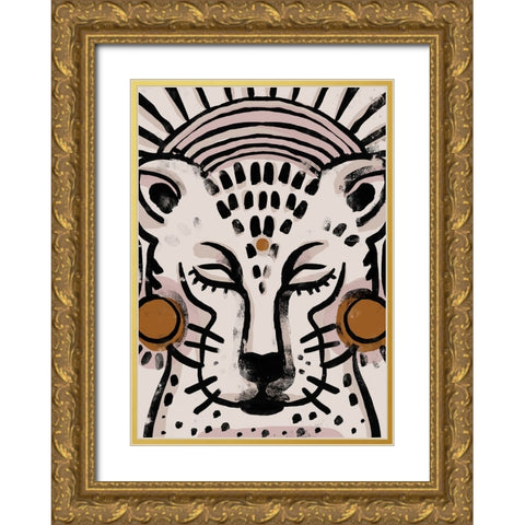 Tiger (Light Version) Gold Ornate Wood Framed Art Print with Double Matting by Treechild