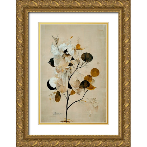 Tree Of Luck Gold Ornate Wood Framed Art Print with Double Matting by Treechild