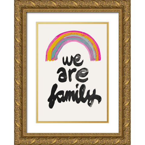 We Are Family Gold Ornate Wood Framed Art Print with Double Matting by Treechild