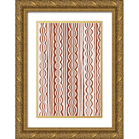 Curved Lines Gold Ornate Wood Framed Art Print with Double Matting by Treechild