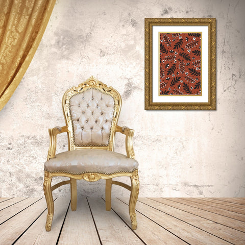 Banches And Berries (Brown) Gold Ornate Wood Framed Art Print with Double Matting by Treechild