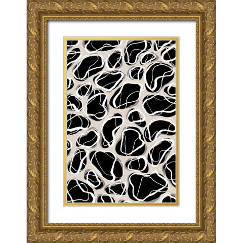 Back Stones Pattern Gold Ornate Wood Framed Art Print with Double Matting by Treechild