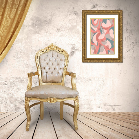 Pastel Strokes Pattern Gold Ornate Wood Framed Art Print with Double Matting by Treechild