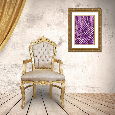 Purple Wavey Pattern Gold Ornate Wood Framed Art Print with Double Matting by Treechild