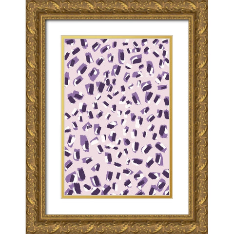 Little Purple Strokes Gold Ornate Wood Framed Art Print with Double Matting by Treechild