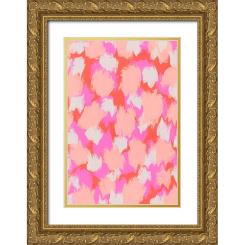 Pastel Pink And Orange Strokes Gold Ornate Wood Framed Art Print with Double Matting by Treechild
