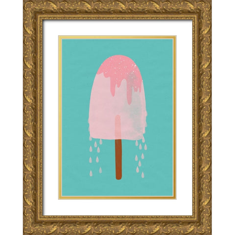 Yummy Ice Cream Gold Ornate Wood Framed Art Print with Double Matting by Treechild