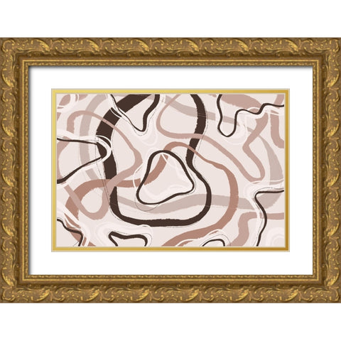 Simple Pastel Circles Square Gold Ornate Wood Framed Art Print with Double Matting by Treechild