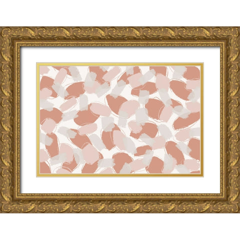 Soft Pastel Strokes Square Gold Ornate Wood Framed Art Print with Double Matting by Treechild