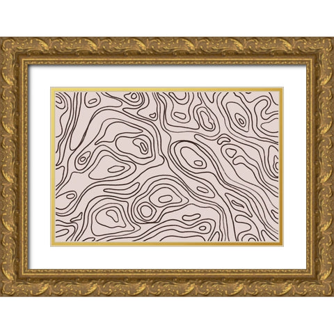 Iso Lines Square Gold Ornate Wood Framed Art Print with Double Matting by Treechild