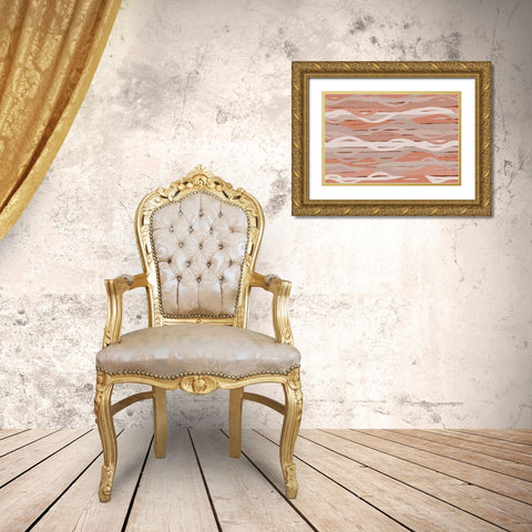 Pastel Wavey Stripes Pattern Gold Ornate Wood Framed Art Print with Double Matting by Treechild