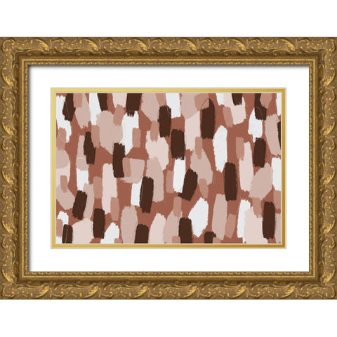 Pastel Brush Strokes Pattern Square Gold Ornate Wood Framed Art Print with Double Matting by Treechild