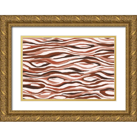Abstract Pastel Tree Bark Pattern Gold Ornate Wood Framed Art Print with Double Matting by Treechild