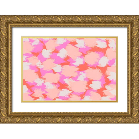 Colorful Thick Stokes PAttern Gold Ornate Wood Framed Art Print with Double Matting by Treechild