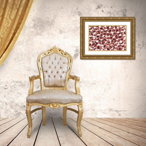 Pastel Brush Dots Pattern Gold Ornate Wood Framed Art Print with Double Matting by Treechild