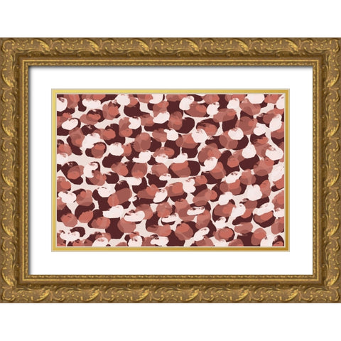 Pastel Brush Dots Pattern Gold Ornate Wood Framed Art Print with Double Matting by Treechild