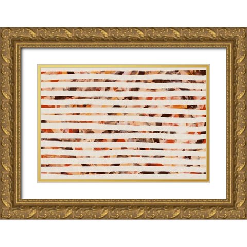 Stripes and Pattern Gold Ornate Wood Framed Art Print with Double Matting by Treechild